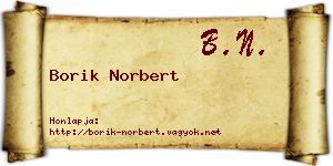 Borik Norbert névjegykártya